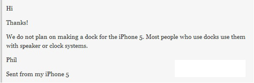 苹果高管 将不会生产iPhone 5官方Dock配件