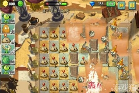 植物大战僵尸2埃及坚不可摧第二天土豆雷阵型