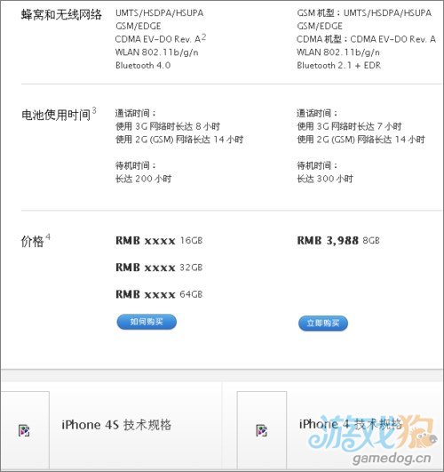 苹果中国官网iPhone 4S页面偷跑 公布配置信息