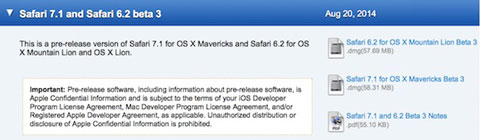 苹果提供Safari 7.1/6.2的Beta 3